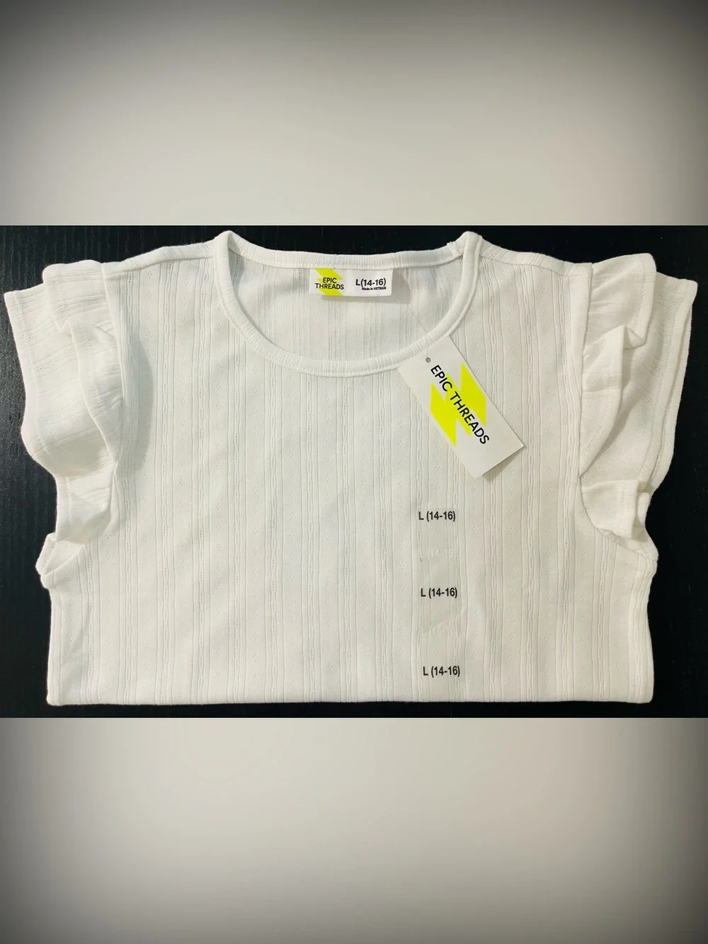 Epic Threads White Ruffle Sleeve Knit Tee